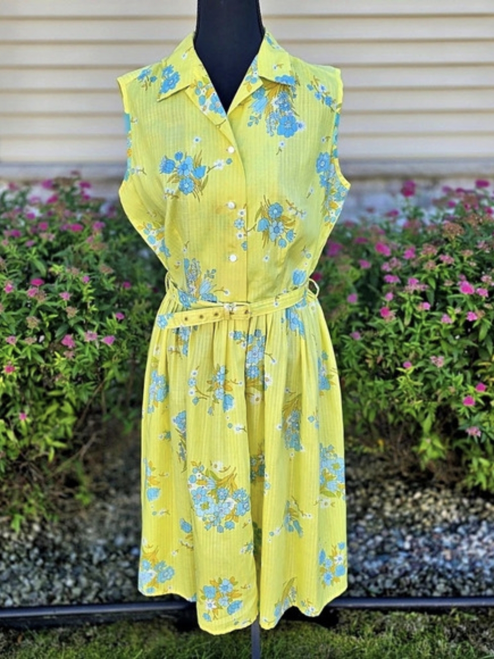 Floral Midi Dress in Yellow & Blue